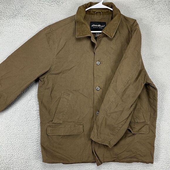 Eddie Bauer Other - Eddie Bauer Barn Chore Jacket Mens Large Brown Canvas Leather‎ Collared Workwear
